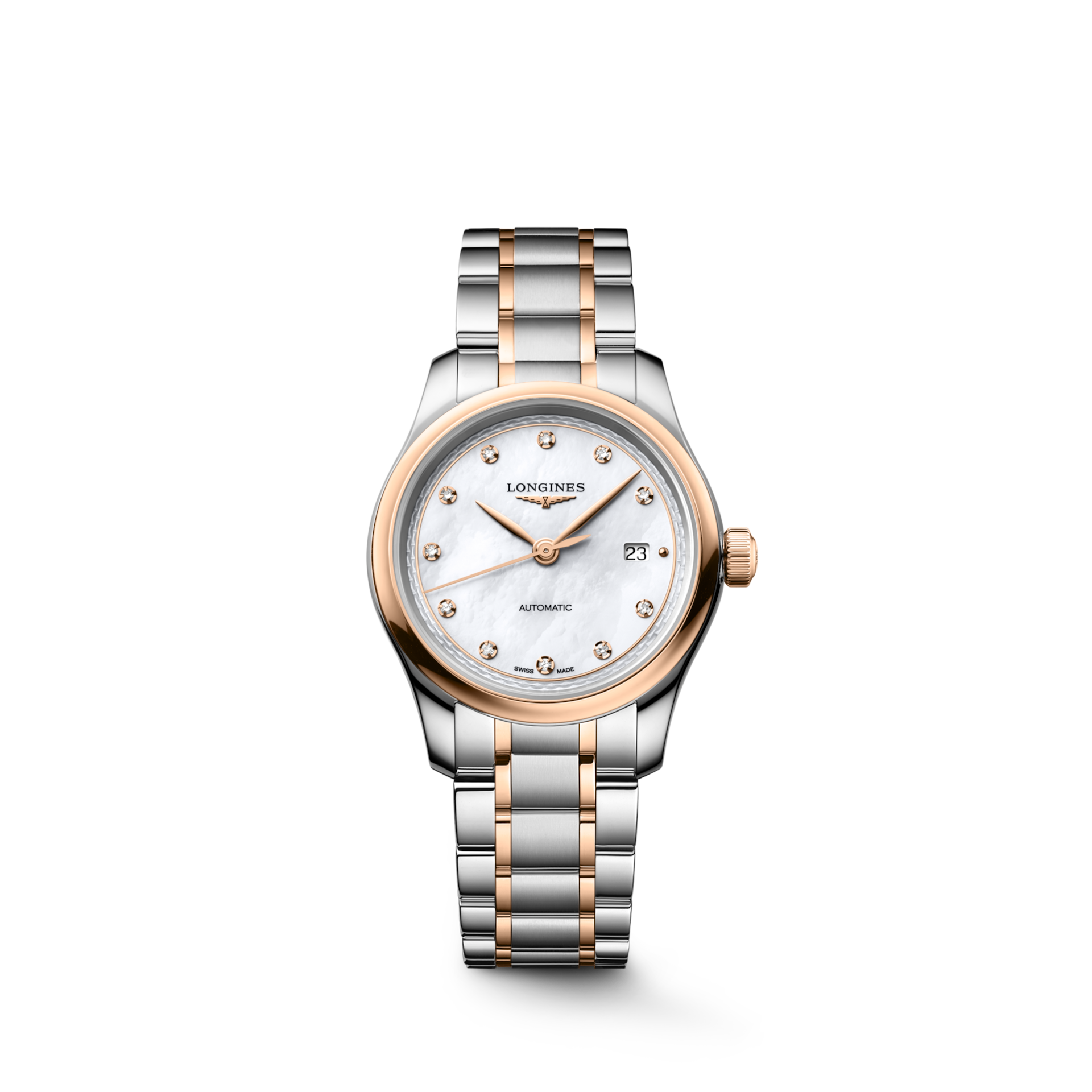 Longines Master Women Automatic White Mother Of Pearl Dial Analog Stainless Steel Watch L24495897