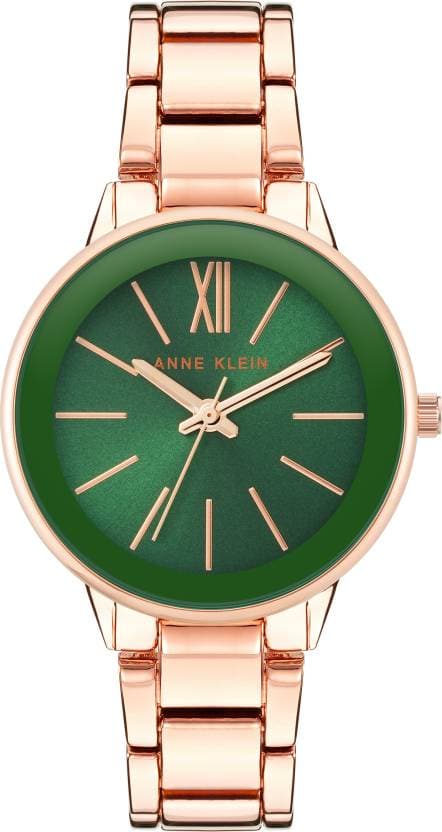 Anne Klein Green Dial Rose Gold Metal Strap Watch NDAK3876GNRG - Kamal Watch Company