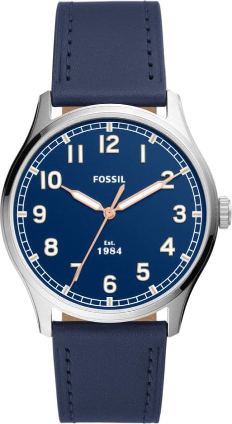 FOSSIL Dayliner Three-Hand Navy Leather Watch FS5924I - Kamal Watch Company