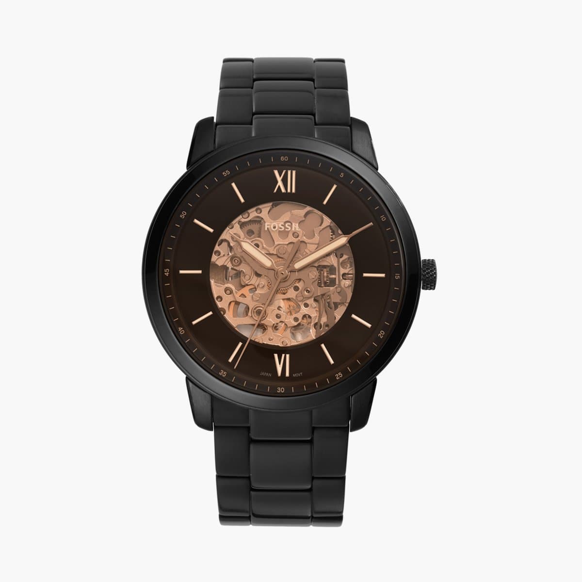 Fossil Mens 44 mm Neutra Automatic Black Dial Stainless Steel Analog W