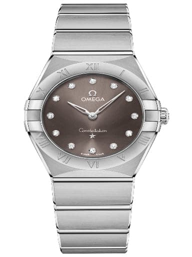 Omega Constellation Quartz 28 MM Grey Diamonds Dial Women's Watch - Kamal Watch Company
