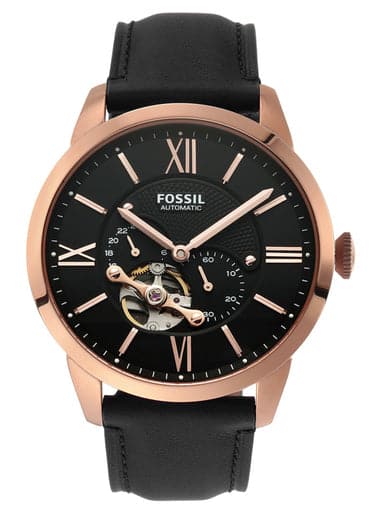 Fossil Townsman Automatic Black Leather Watch - Kamal Watch Company
