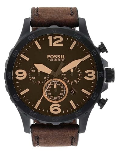 Fossil Nate Chronograph Brown Leather Watch - Kamal Watch Company