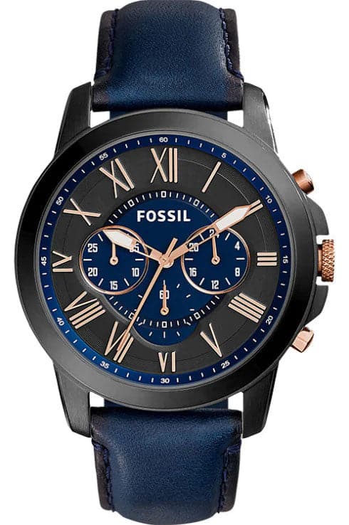 Fossil Grant Chronograph Navy Leather Women Watch - Kamal Watch Company