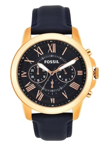 Fossil Grant Chronograph Navy Leather Analog Watch - Kamal Watch Company