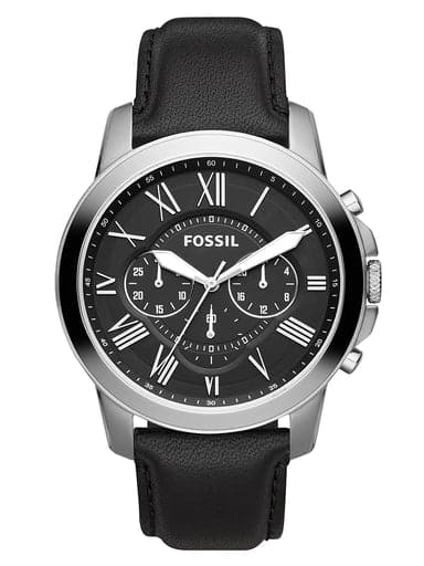 Fossil Grant Chronograph Black Leather Analog Watch - Kamal Watch Company