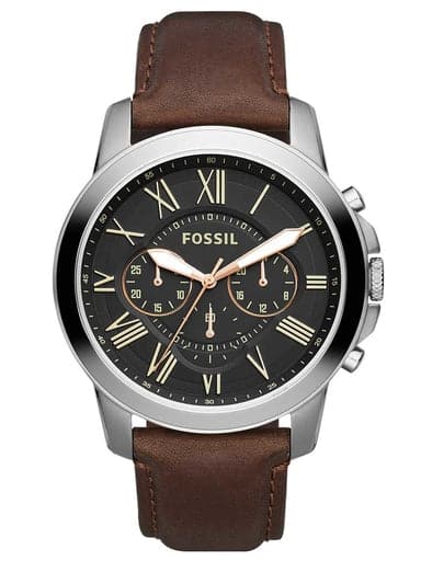 Fossil Men Grant Chronograph Brown Leather Analog Watch