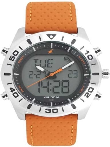 Fastrack Orange Dial Orange Leather Strap Watch - Kamal Watch Company