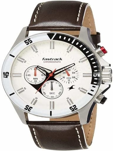 Fastrack Big Time White Dial Leather Strap Watch - Kamal Watch Company