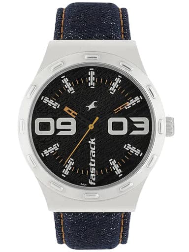 Fastrack Black Dial Blue Denim Strap Watch - Kamal Watch Company