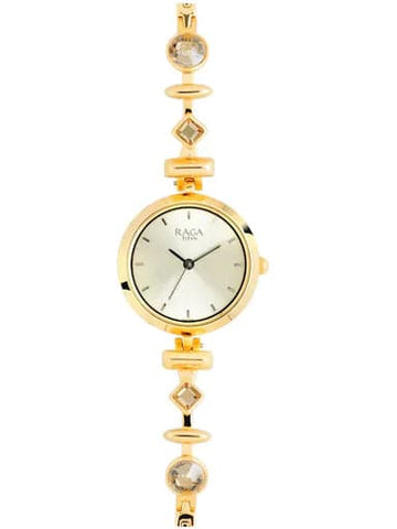 Titan Astrid From Raga Champagne Dial Gold Metal Strap Women's Watch 2606YM05 - Kamal Watch Company