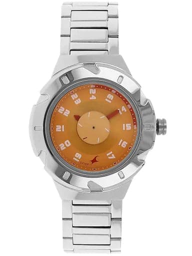 Fastrack Orange Dial Silver Stainless Steel Strap Watch - Kamal Watch Company