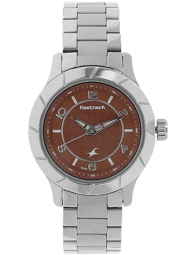 Fastrack Orange Dial Silver Stainless Steel Strap Watch - Kamal Watch Company