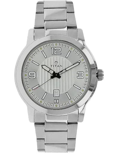 Titan Work Wear Silver Dial Stainless Steel Strap Men's Watch NL1730SM01 - Kamal Watch Company