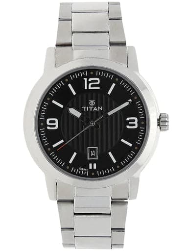Titan Work Wear Black Dial Stainless Steel Strap Men's Watch NL1730SM02 - Kamal Watch Company