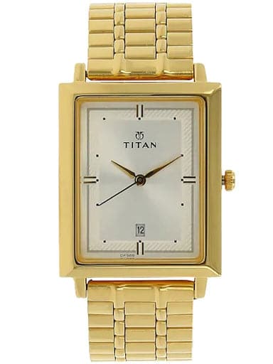 Titan Silver Dial Golden Stainless Steel Strap Men's Watch NL1715YM01 - Kamal Watch Company