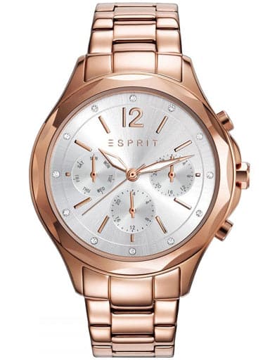 ESPRIT Multi-Function Silver Dial Rose Gold Metal Strap Women's Watch ES109242003 - Kamal Watch Company