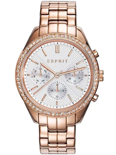 ESPRIT Multi-Function White Dial Rose Gold Strap Watch ES109232003 - Kamal Watch Company