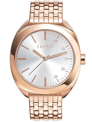ESPRIT Silver Dial Rose Gold Metal Strap Women's Watch ES108302003 - Kamal Watch Company