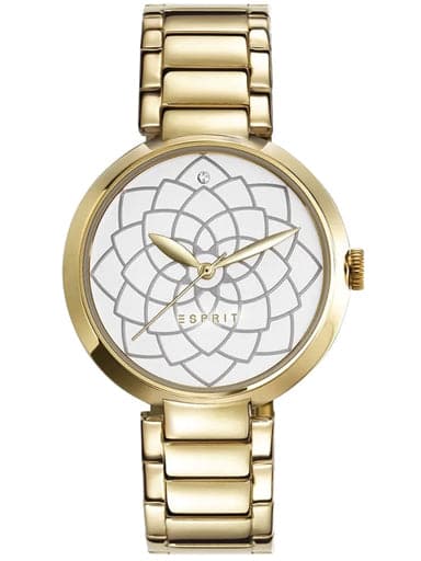 ESPRIT White Dial Gold Stainless Steel Strap Women's Watch ES109032002 - Kamal Watch Company
