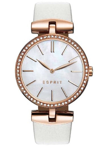 ESPRIT Mother Of Pearl Dial White Leather Strap Women's Watch ES109112002 - Kamal Watch Company