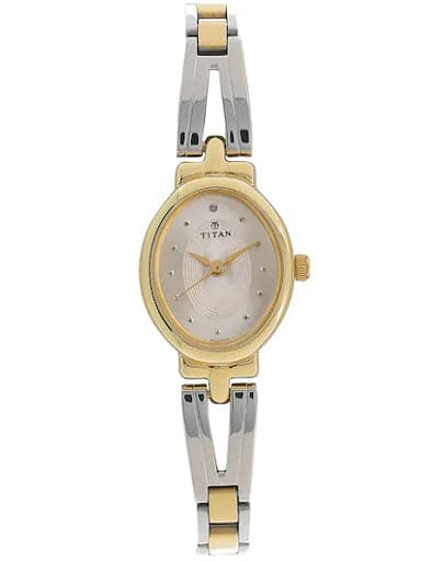 Titan Silver Dial Two Toned Stainless Steel Strap Women's Watch NM2594BM01 - Kamal Watch Company