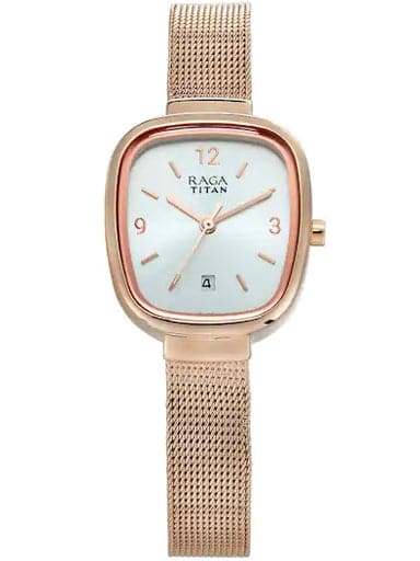 Titan Raga Silver Dial Rose Gold Stainless Steel Strap Women's Watch NM2610WM01 - Kamal Watch Company