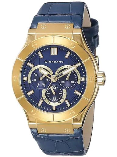 Giordano Blue Dial Blue Leather Strap Men's Watch 1776-02 - Kamal Watch Company