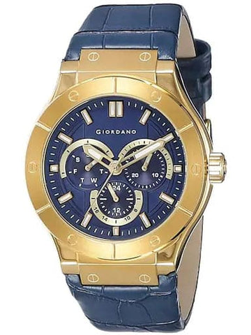Giordano Blue Dial Blue Leather Strap Men's Watch 1776-02 - Kamal Watch Company