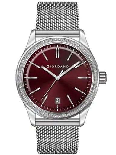 Giordano Red Dial Mesh Strap Women's Watch 2847-22 - Kamal Watch Company