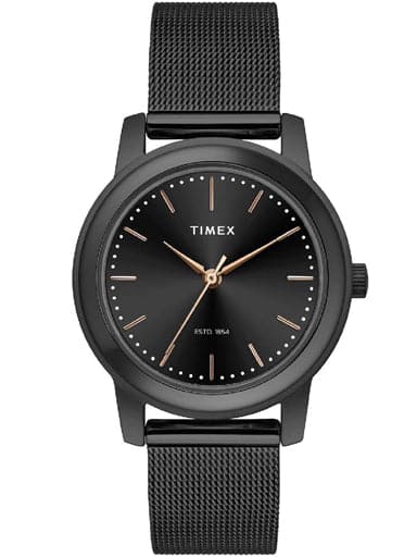 Timex Black Dial Black Stainless Steel Mesh Strap Women's Watch TW000W114 - Kamal Watch Company