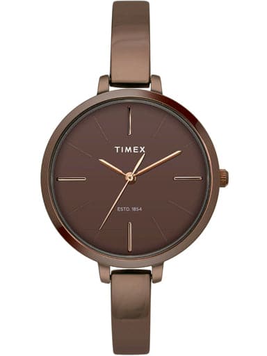 Timex Brown Dial Brown Brass Strap Watch For Women TWEL12814 - Kamal Watch Company