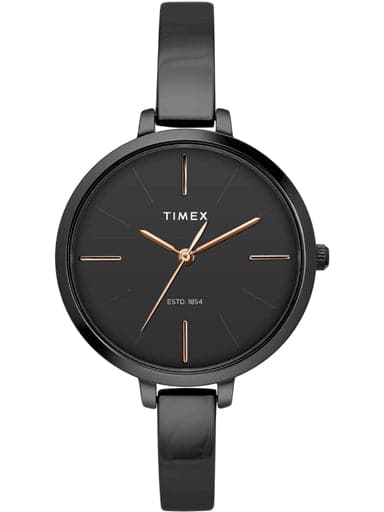 Timex Black Dial Black Brass Strap Watch For Women TWEL12815 - Kamal Watch Company