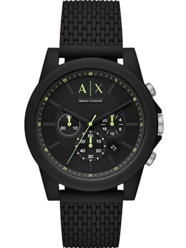 Armani Exchange Chronograph Black Silicone Watch - Kamal Watch Company