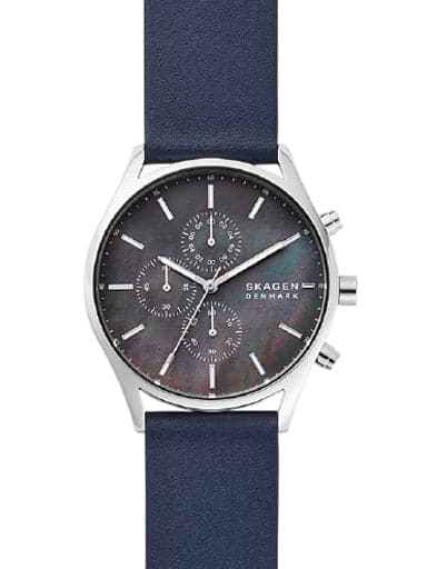 Skagen Holst Chronograph Blue Leather Watch - Kamal Watch Company