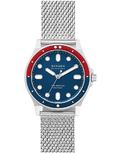 Skagen Fisk Three-Hand Silver-Tone Steel-Mesh Watch - Kamal Watch Company