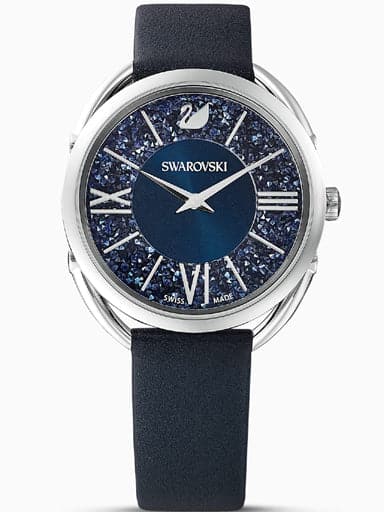 Swarovski Crystalline Glam Watch, Leather strap, Blue, Stainless steel - Kamal Watch Company