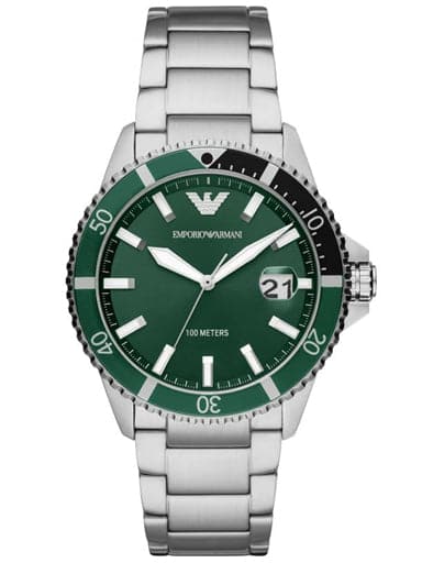 Emporio Armani Three-Hand Stainless Steel Watch - Kamal Watch Company