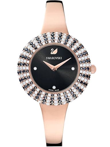 Swarovski Crystal Rose Watch Metal Bracelet Black Rose-gold tone PVD SW5484050 - Kamal Watch Company