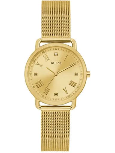 Womens AVERY Champagne Dial Stainless Steel & Mesh Analogue Watch - Kamal Watch Company