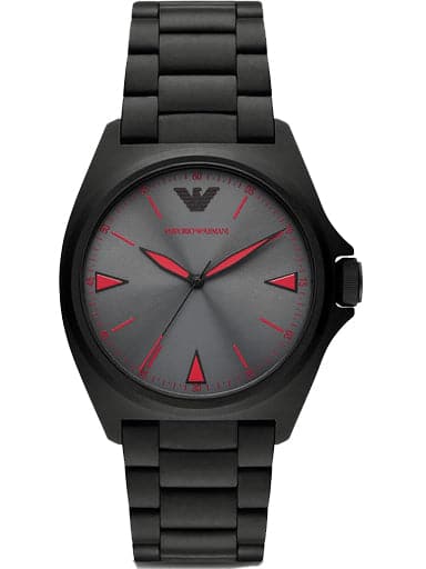 Emporio Armani Three-Hand Black Stainless Steel Watch - Kamal Watch Company