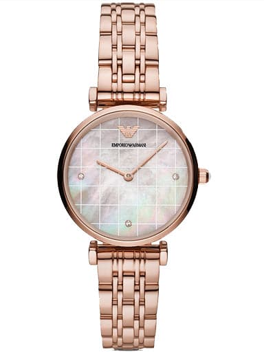 Emporio Armani Two-Hand Rose Gold-Tone Stainless Steel Watch - Kamal Watch Company