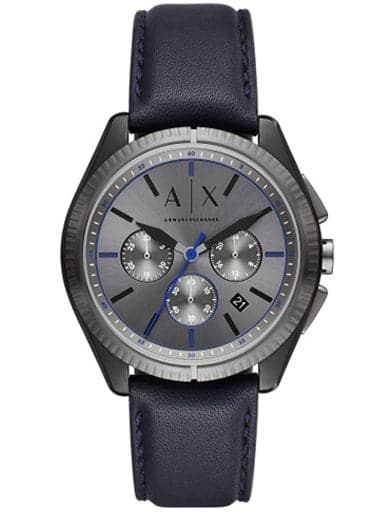 Armani Exchange Chronograph Navy Leather Watch - Kamal Watch Company