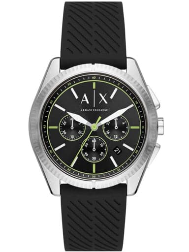 Armani Exchange Chronograph Black Silicone Strap Watch - Kamal Watch Company