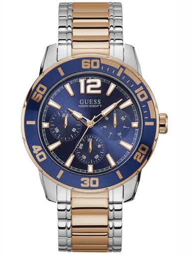 GUESS Mens Blue Dial Stainless Steel Multi-Function Watch - Kamal Watch Company