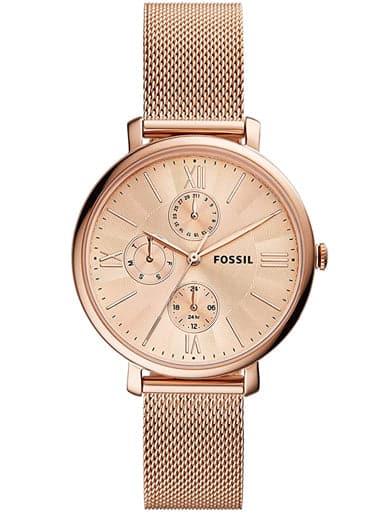 Fossil Jacqueline Multifunction Rose Gold-Tone Stainless Steel Mesh Watch - Kamal Watch Company