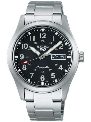 Seiko 5 Sport Stainless Steel Black Dial Watch - Kamal Watch Company