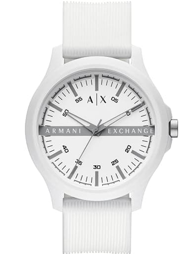 Armani Exchange Three-Hand White Silicone Watch - Kamal Watch Company
