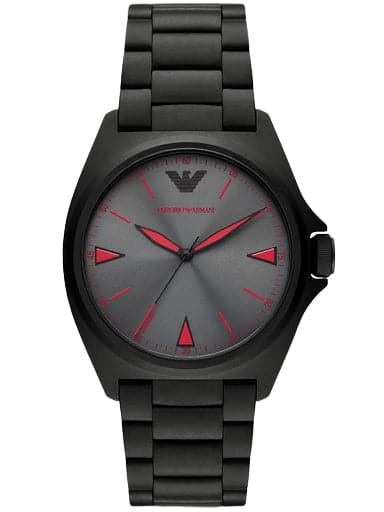Emporio Armani Three-Hand Black Stainless Steel Watch - Kamal Watch Company