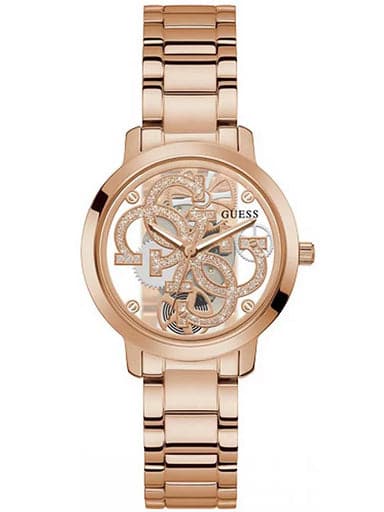 GUESS ROSE GOLD TONE CASE GOLD STRAP WATCH - Kamal Watch Company